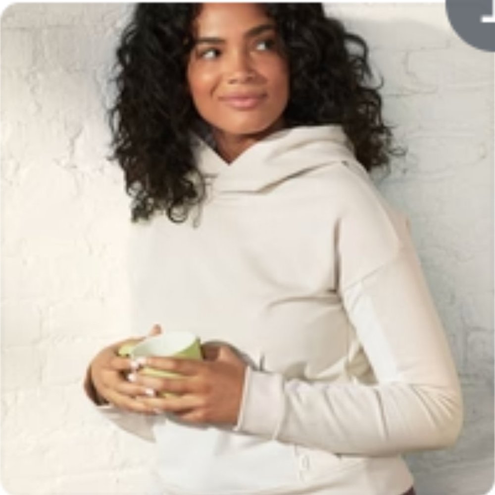 UpWest Waffle-Trim Cropped Hoodie